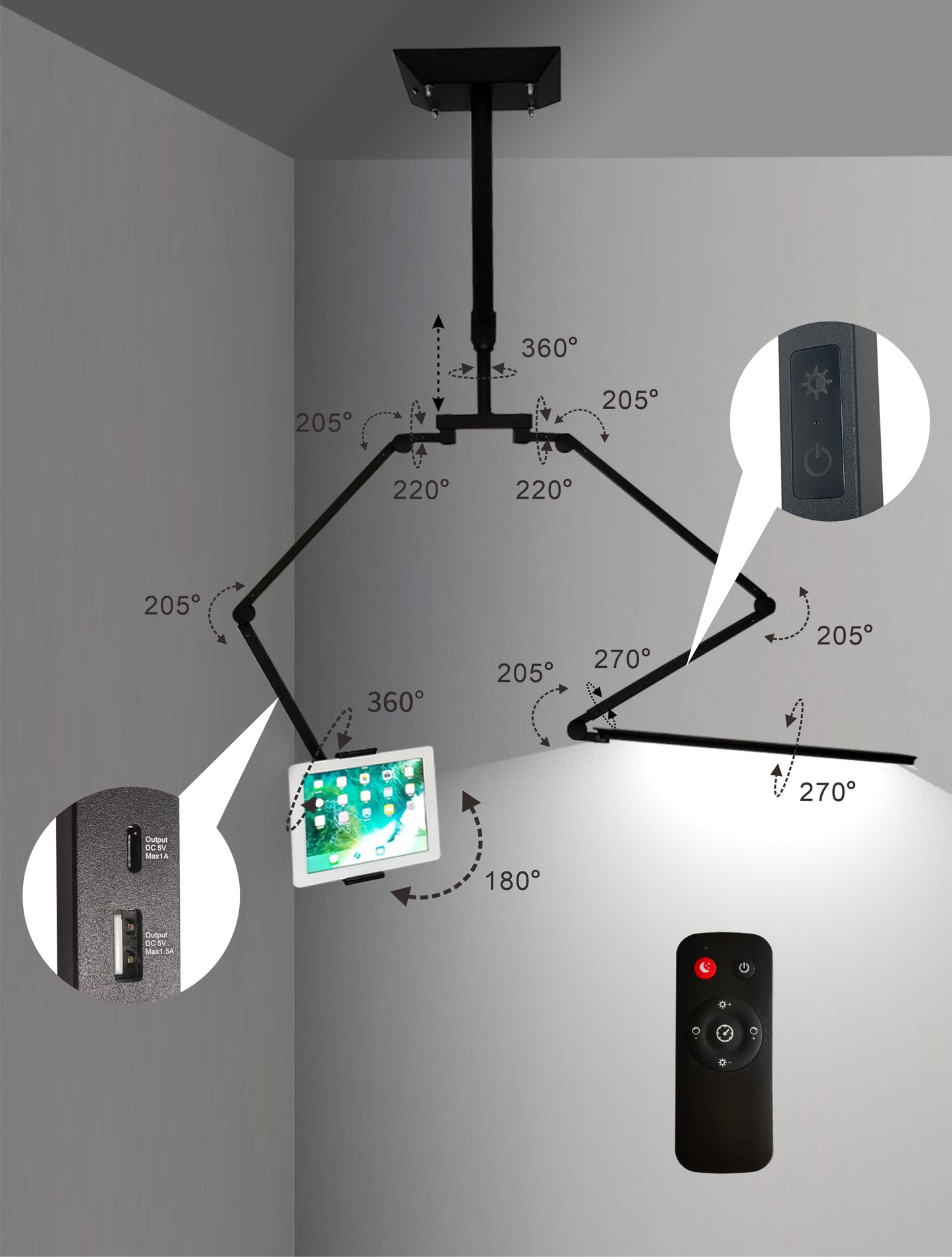 Wall/Ceiling light & Tablet holder