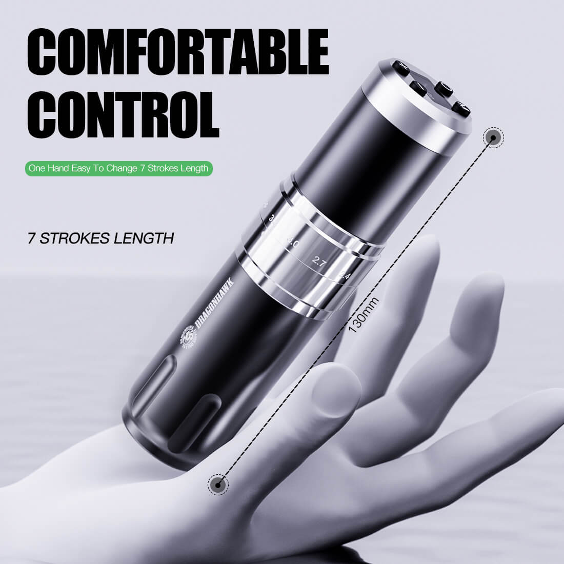 Dragonhawk Wireless Tattoo Pen Machine with 7 Stroke Length | Fold 3 | double battery