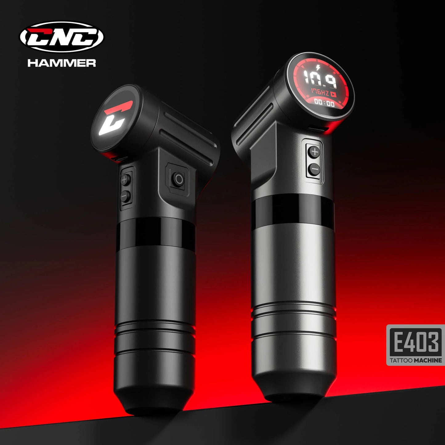 CNC HAMMER–4.0mm Stroke Wireless Tattoo Machine Dual 2000mAh Batteries 9800 RPM Coreless Motor Precision & Durable Design
