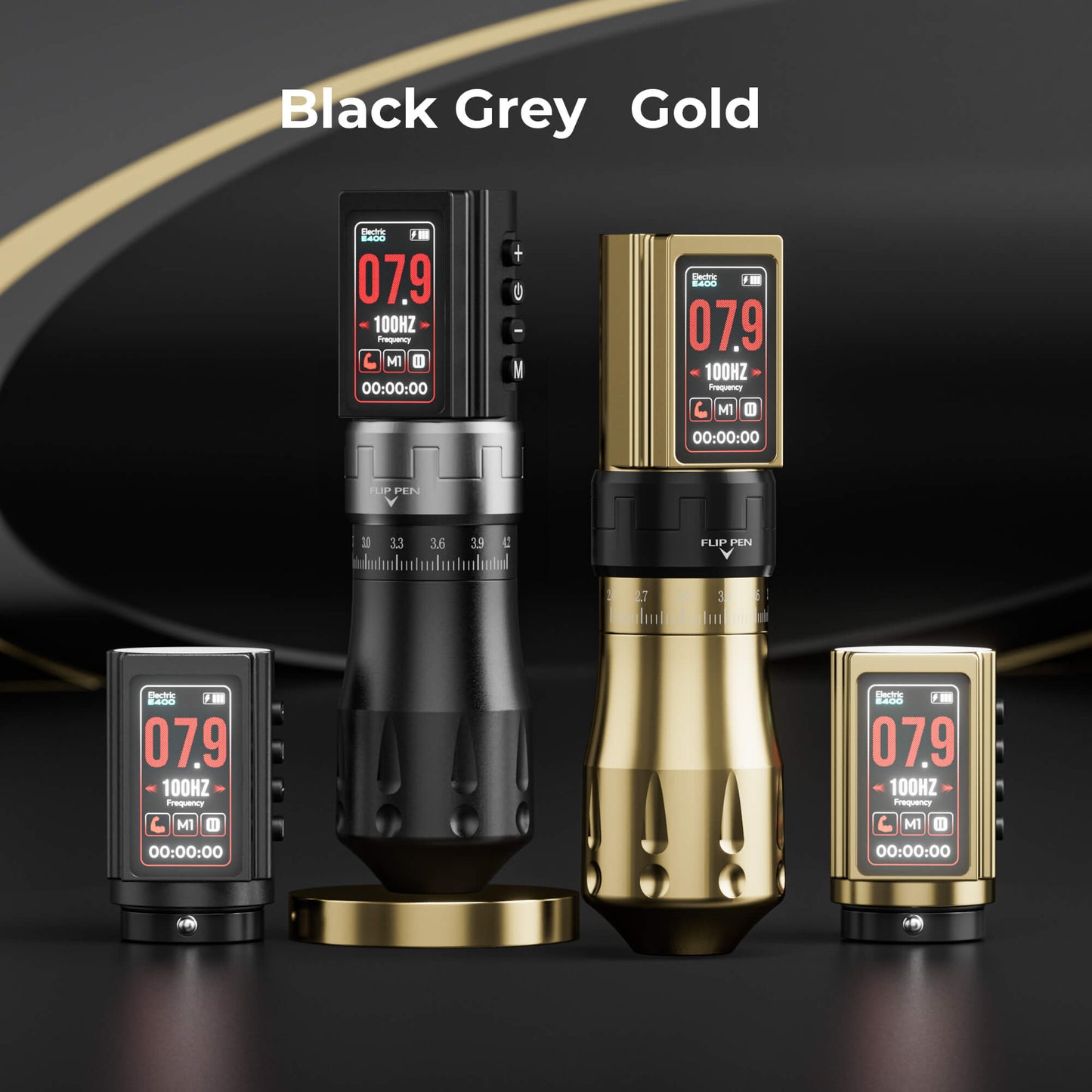 CNC E400 Wireless Tattoo Pen Machine, 3600mAh Dual Battery, Adjustable 7 Strokes (2.4–4.2mm), LED Display, Brushless Motor