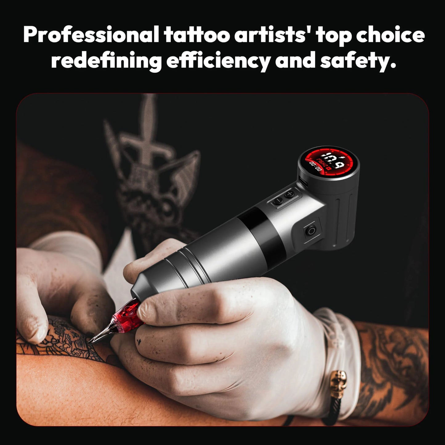 CNC HAMMER–4.0mm Stroke Wireless Tattoo Machine Dual 2000mAh Batteries 9800 RPM Coreless Motor Precision & Durable Design