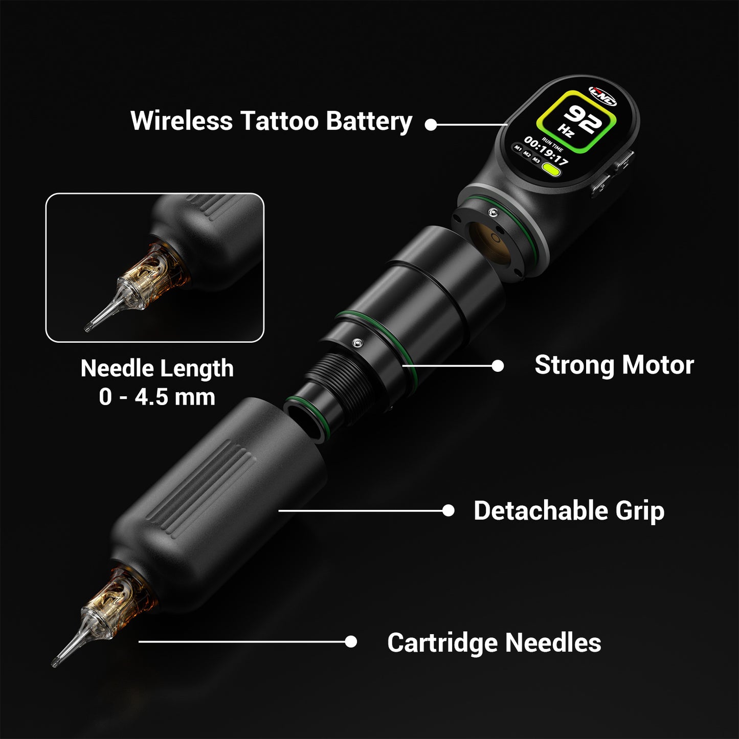 CNC AURIX Dual Battery Wireless Tattoo Machine – Stable Power for Lining, Shading & Packing