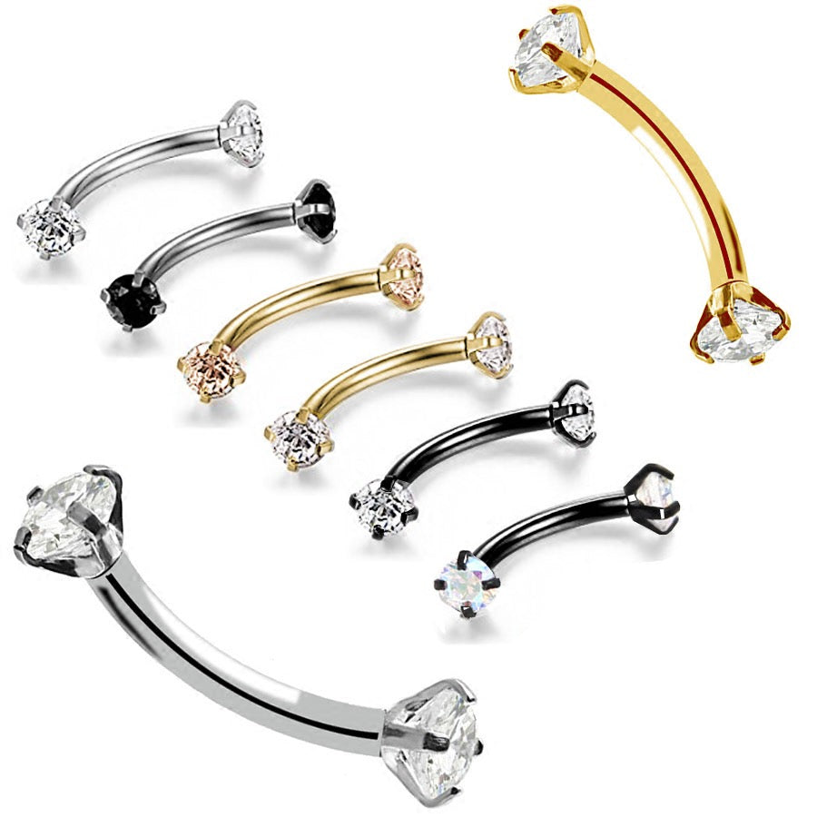 Double diamond curve bar Piercing Jewellery