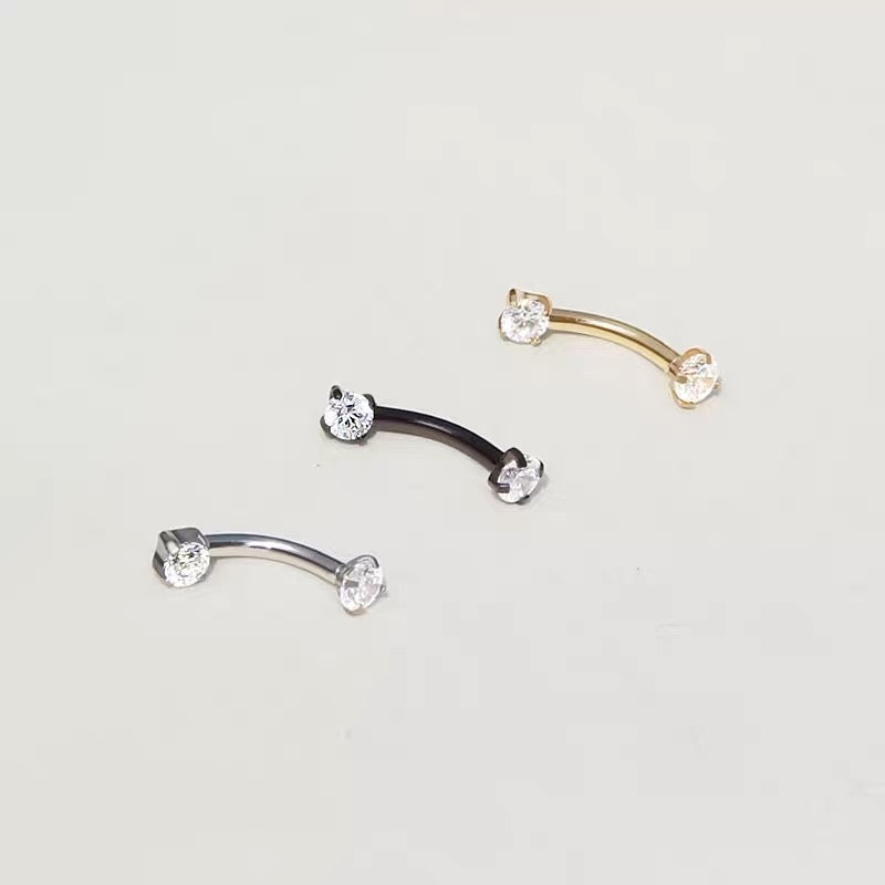 Double diamond curve bar Piercing Jewellery