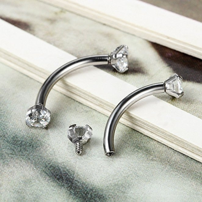 Double diamond curve bar Piercing Jewellery