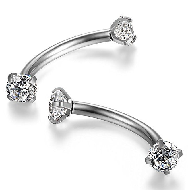 Double diamond curve bar Piercing Jewellery