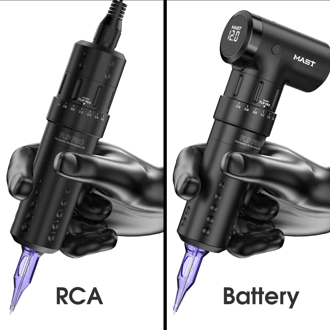 Dragonhawk Wireless Tattoo Pen Machine with 2.6-4.0mm Strokes Changeable | Mast Flip Pro