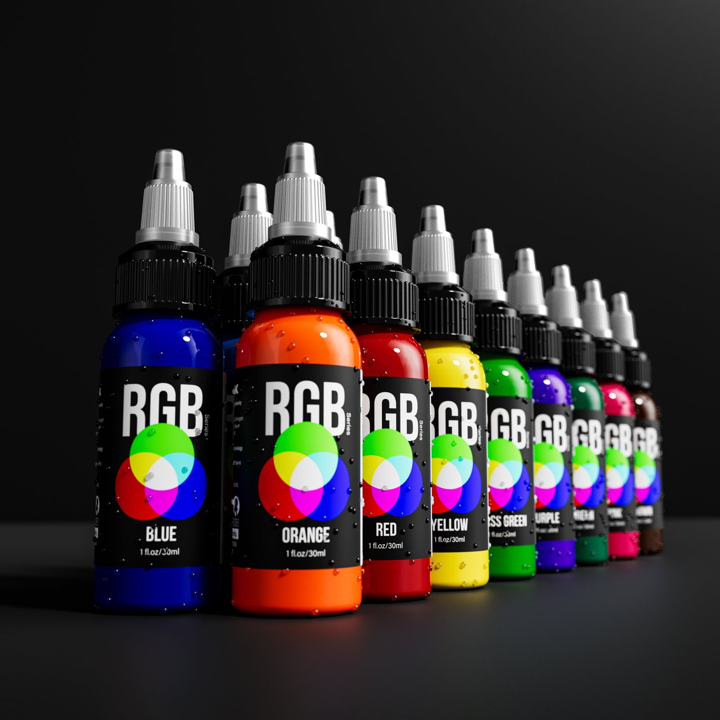 Hawink RGB Tattoo Ink Set 14 Colors and 2 Mixing Solution 1 oz(30ml)