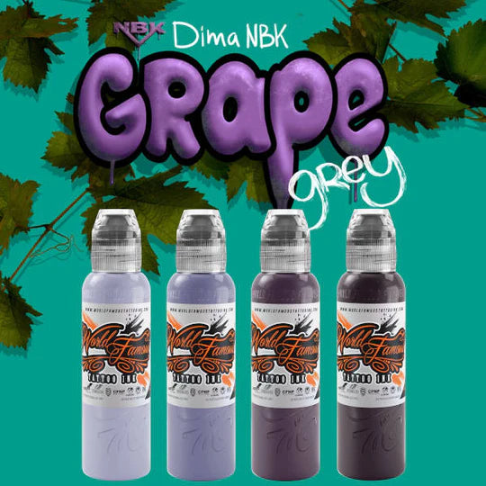 DIMA NBK GRAPE GREY SET — World Famous Tattoo Ink — 1oz