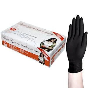 Black Grip Thick Heavy Duty Latex Gloves (Box of 100 / Carton box )