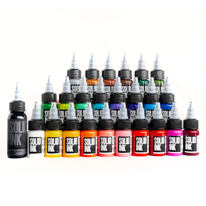 Australia Ink SOLID INK 25 COLOR TRAVEL SET | (24) HALF OUNCE + 1OZ LINING BLACK ...